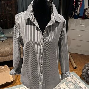 Coldwater Creek Monochrome Striped Button Down Shirt